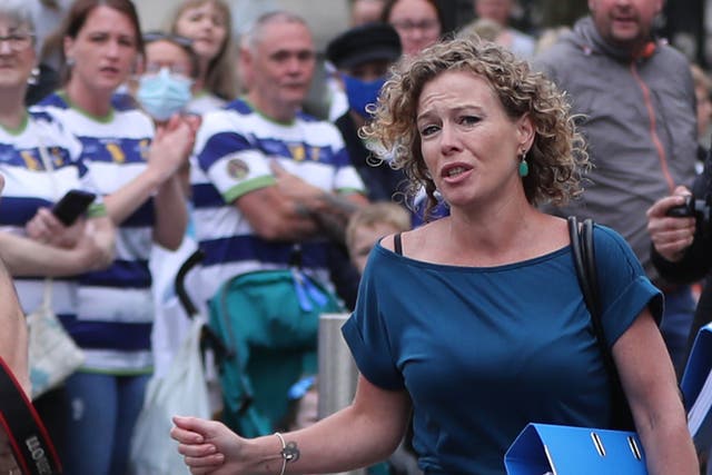 Sinn Fein president Mary-Lou McDonald has pledged her support for Fiona Donohoe whose son Noah died in north Belfast in June 2020. (Niall Carson/PA)