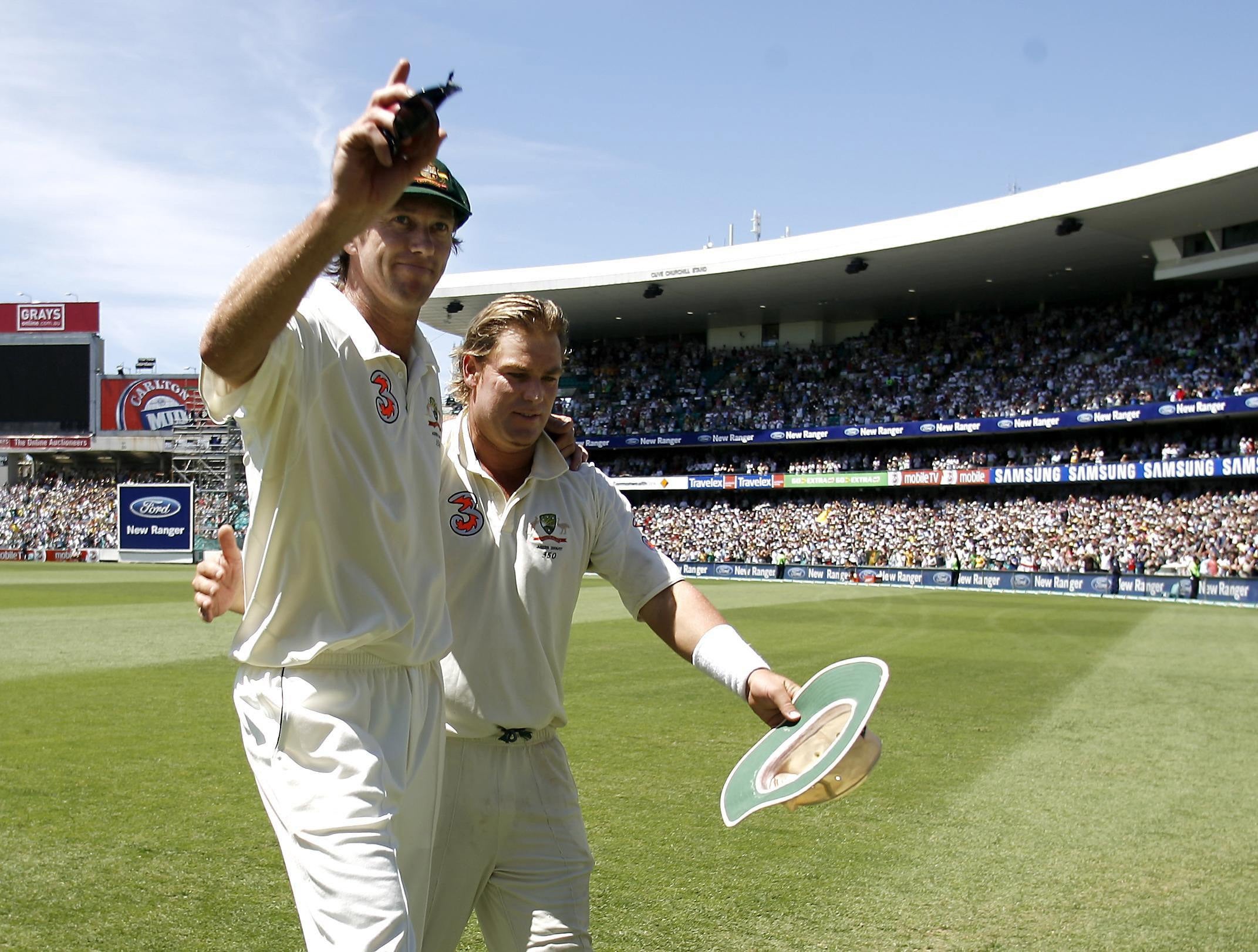 Australia’s Glenn McGrath and Shane Warne formed one of the best bowling partnerships in cricket history (Gareth Copley/PA)