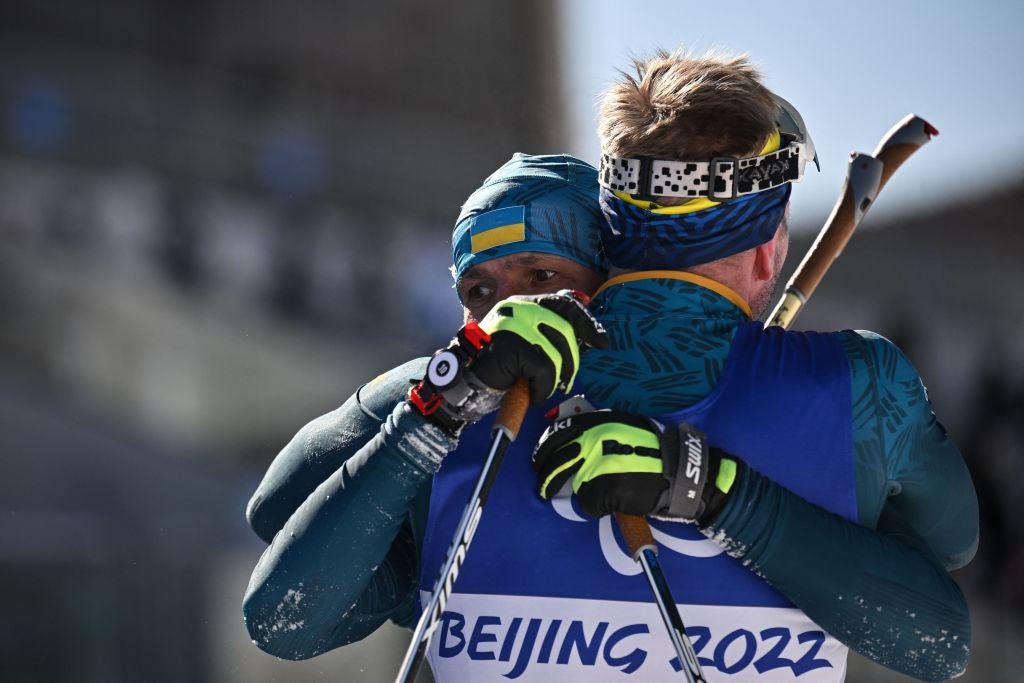 Vitalii Lukianenko led home a Ukraine clean sweep of the visually impaired sprint biathlon