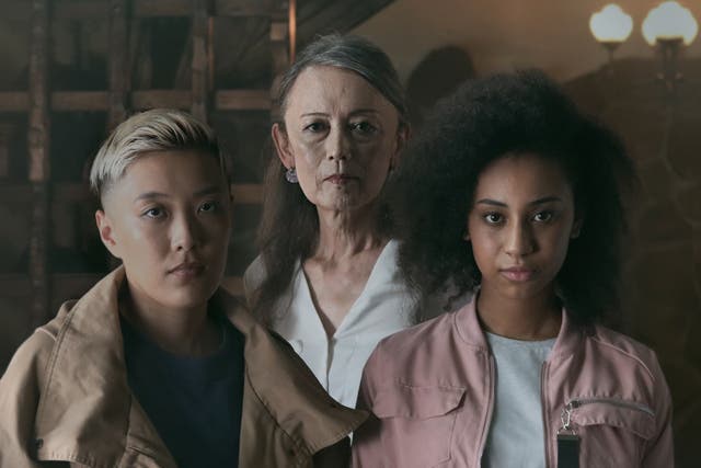 <p>The stars of ‘Mosaic Street’ – (from left) Ami Ide, Kota Ishijima and Ema Grace – are what a modern, diverse Japan should look like</p>