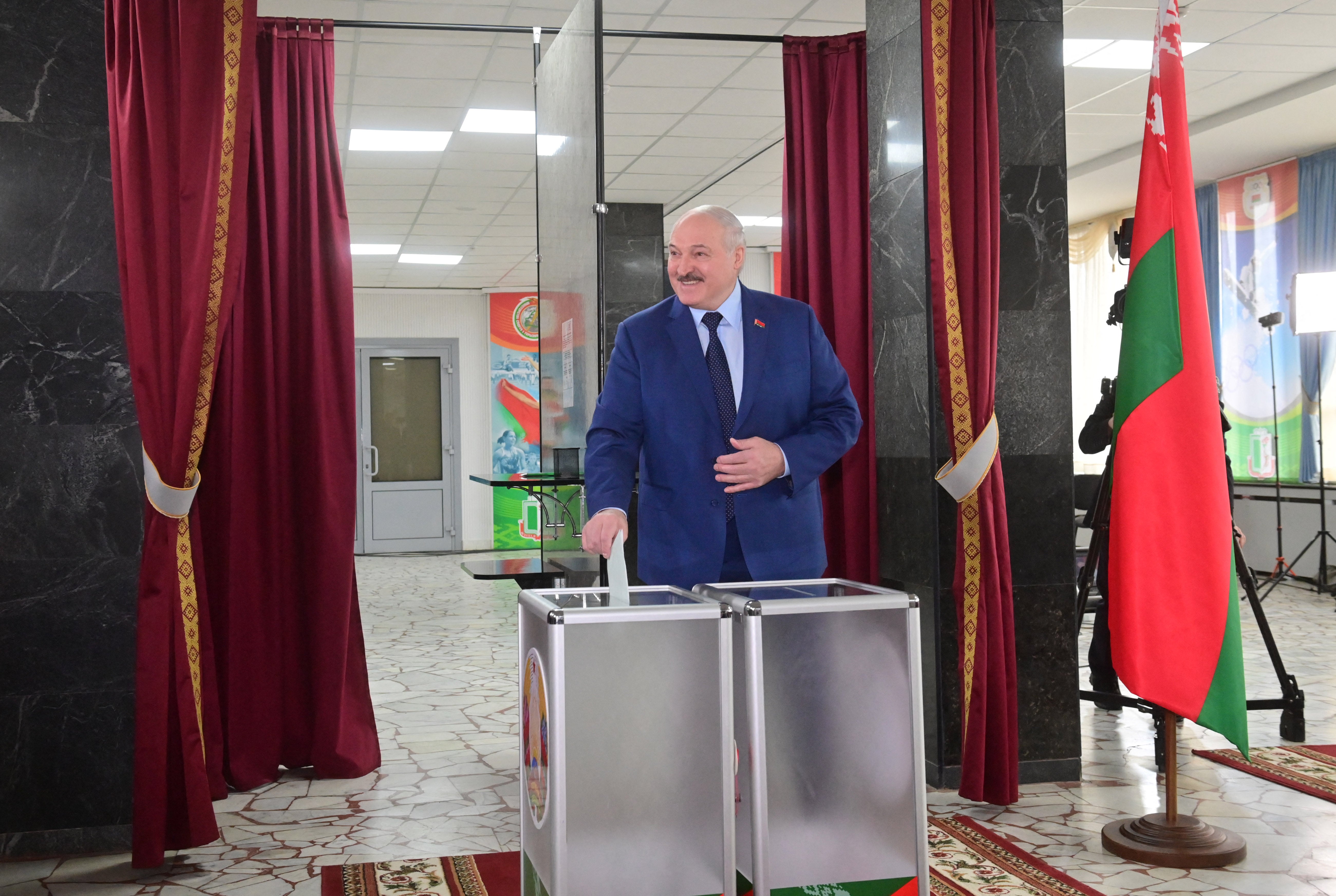 Mr Lukashenko casts his ballot in the referendum on the constitutional amendments in Minsk in February