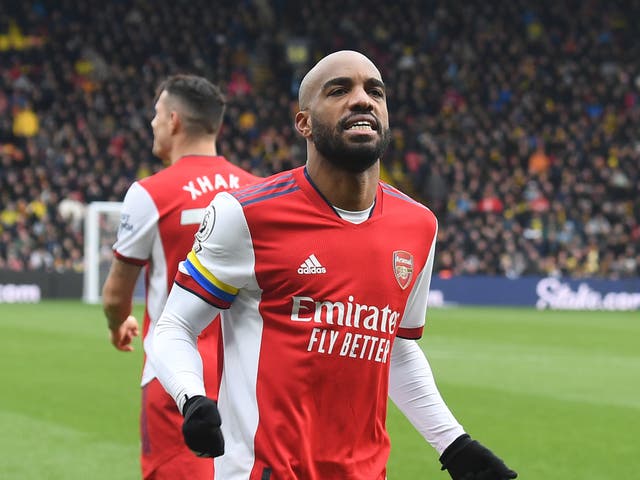 <p>Alexandre Lacazette’s link-up play against Watford was appreciated by Bukayo Saka: ‘It’s so fun to play with him. He put that ball in the perfect spot for me’ </p>