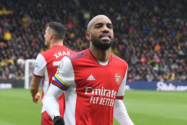 <p>Alexandre Lacazette’s link-up play against Watford was appreciated by Bukayo Saka: ‘It’s so fun to play with him. He put that ball in the perfect spot for me’ </p>