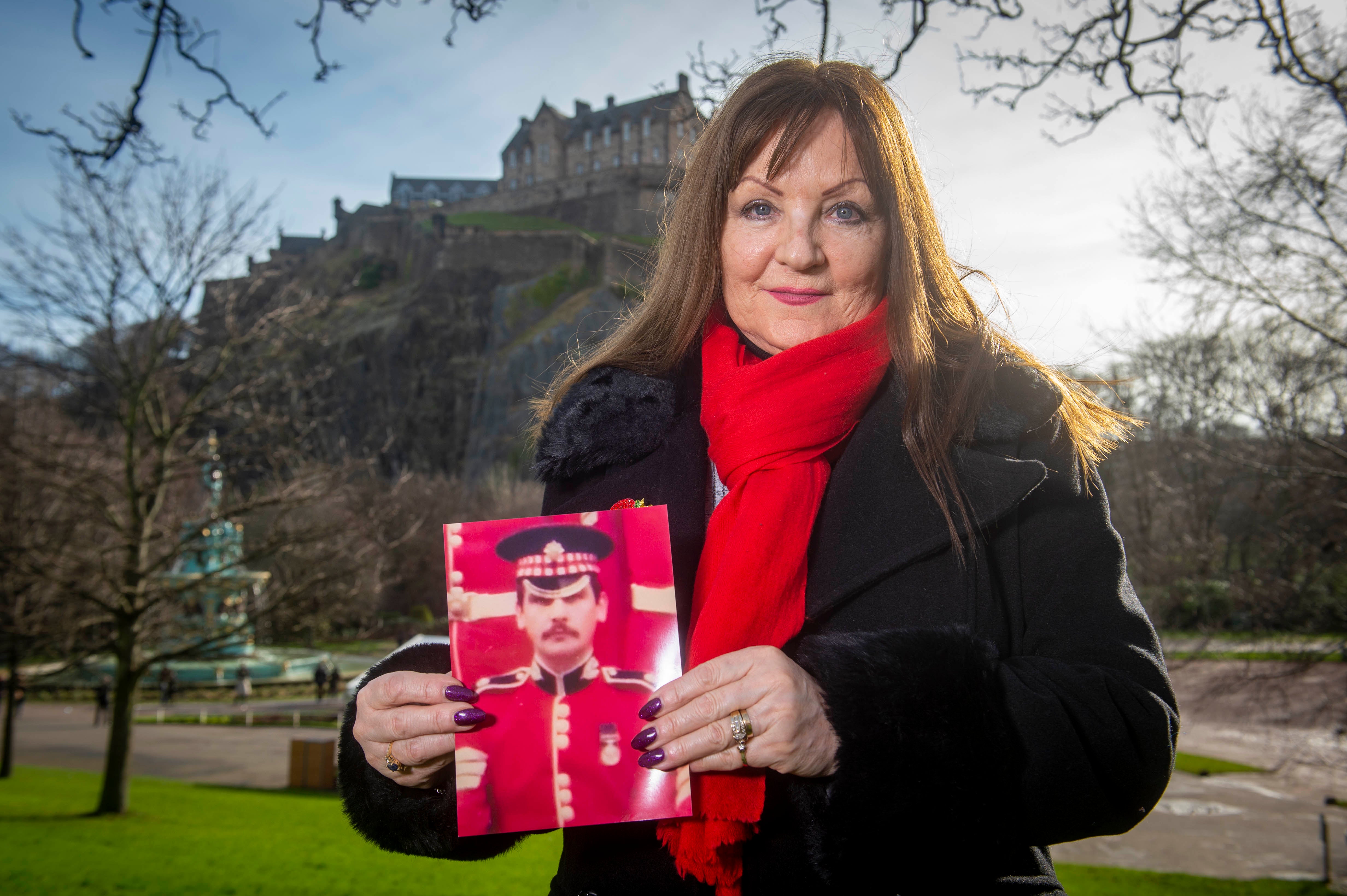 Theresa Davidson with a picture of her husband Clark Mitchell, who died in the Falklands War (Poppyscotland)