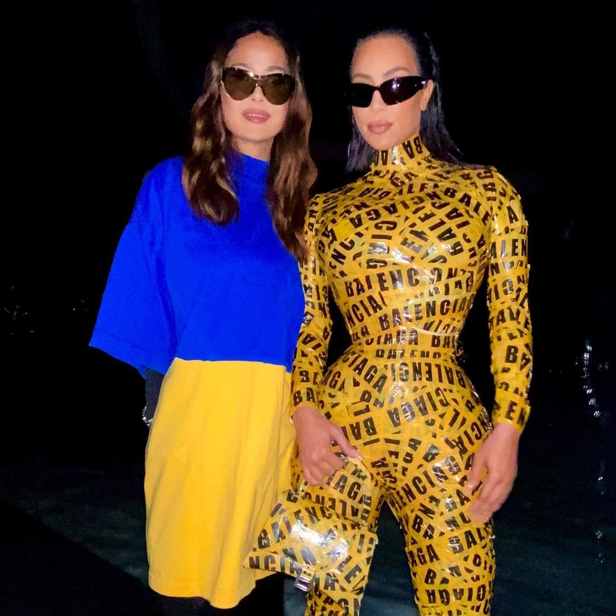 &lsquo;Lady Gaga vibes&rsquo;: Kim Kardashian sports neck-to-toe yellow &lsquo;caution&rsquo; tape at Balenciaga show