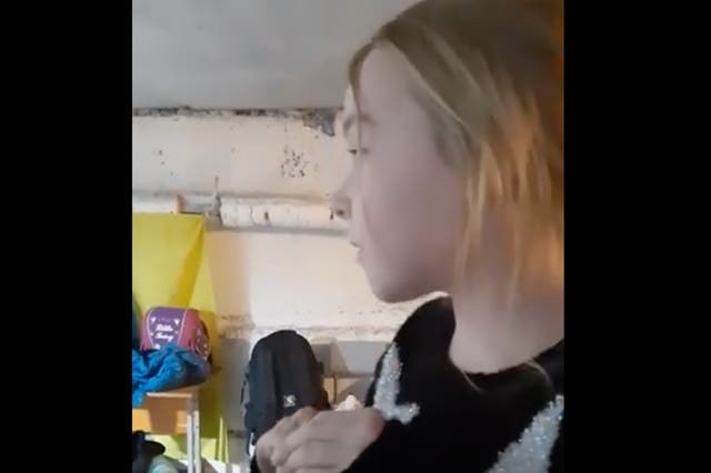 <p>Amelia singing ‘Let it Go’ from a shelter in Kyiv, Ukraine</p>