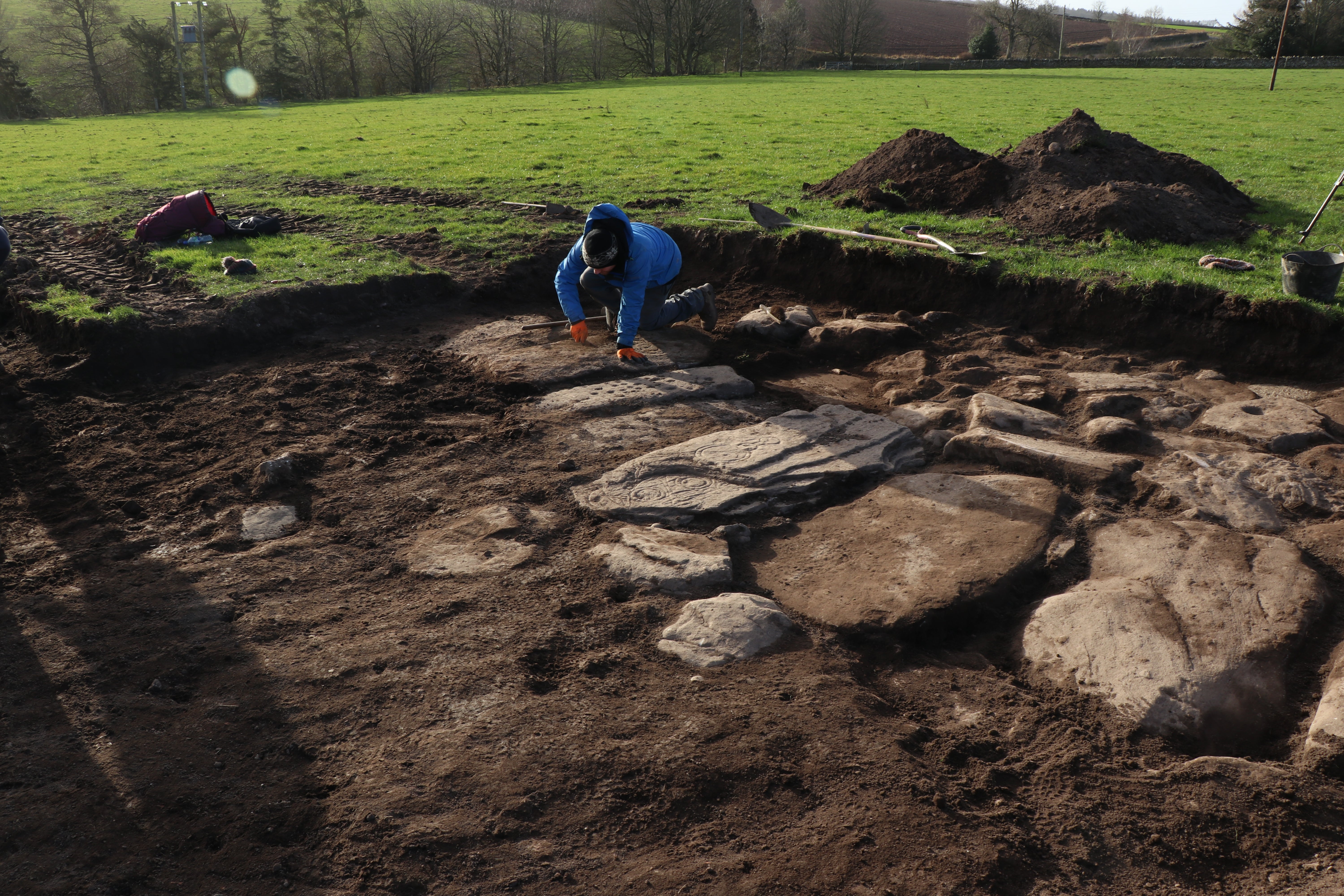 A rare Pictish symbol stone was found near the site of the Battle of Nechtansmere (University of Aberdeen)