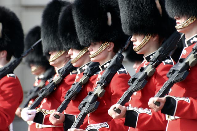 <p>The ceremonial hats worn by guardsmen are made from Canadian bearskins</p>