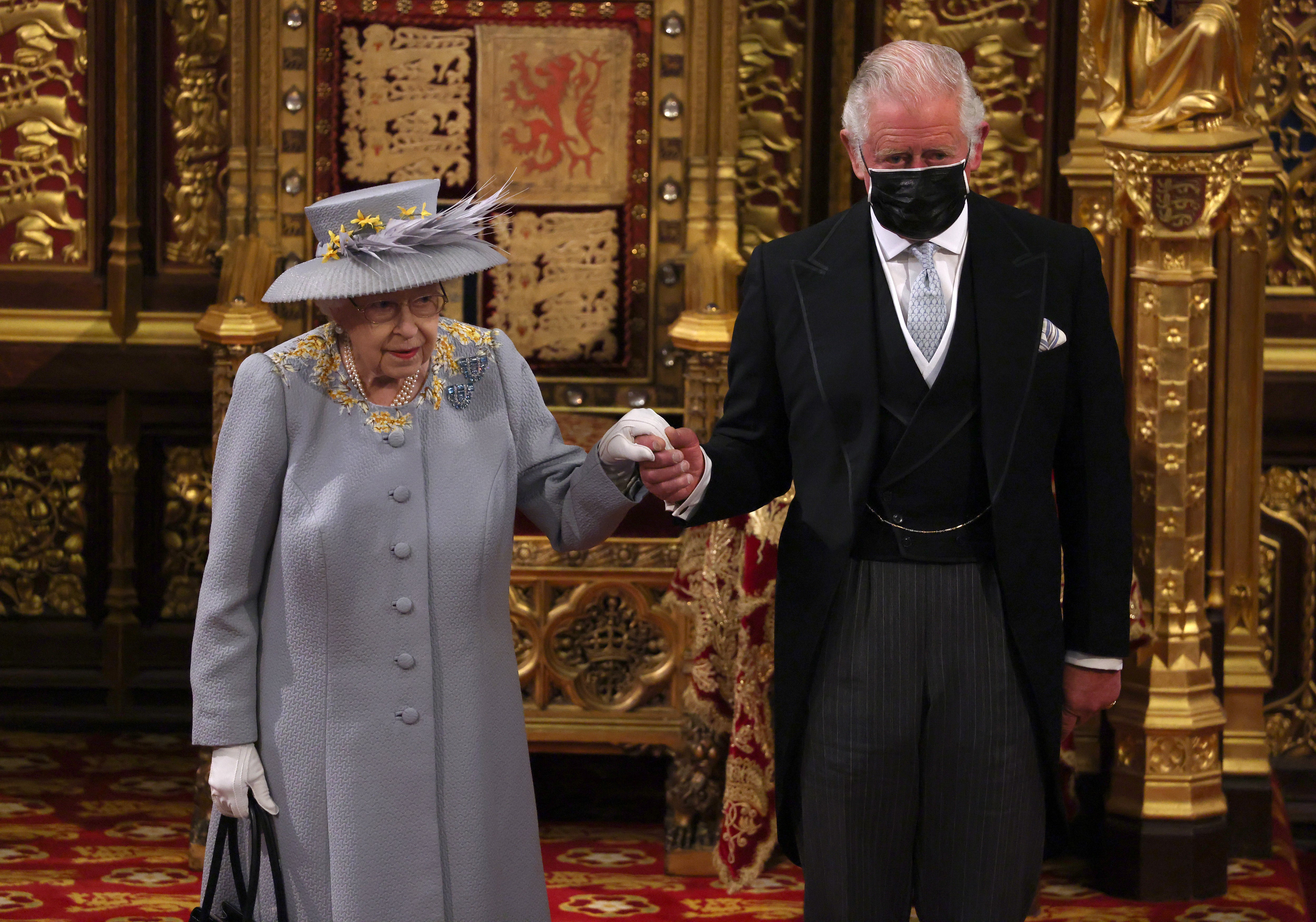 The Queen with Charles at the opening session of parliament in May 2021