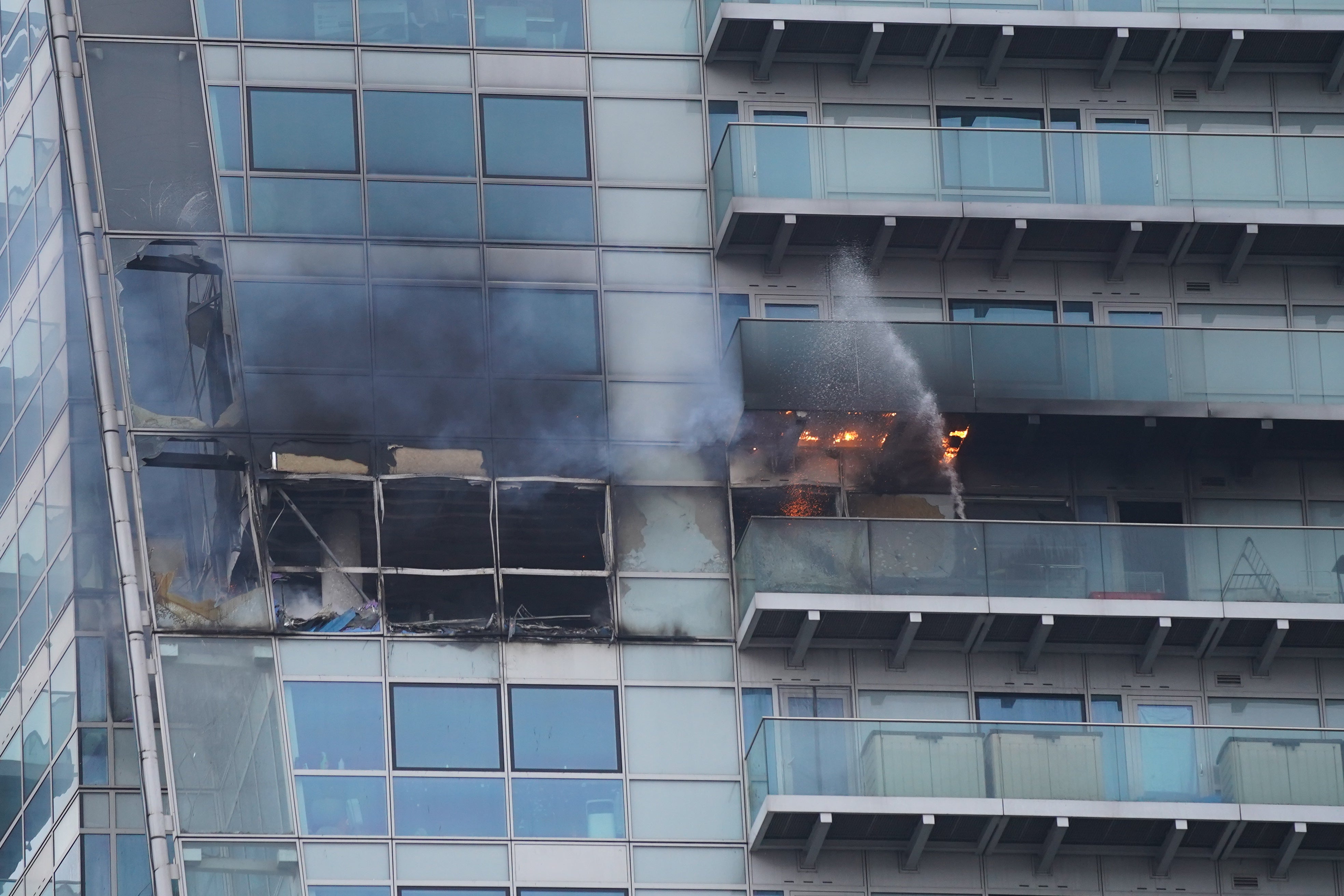 A fire in a block of flats in east London (Stefan Rousseau/PA)