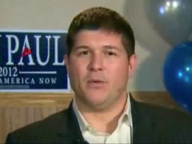 <p>Former Ron Paul aide Jesse Benton during a 2012 event celebrating Mr Paul’s primary win in New Hampshire.</p>