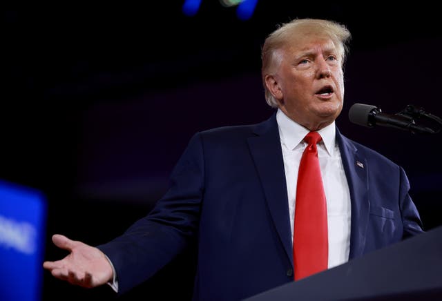 <p>Former US President Donald Trump speaks during the Conservative Political Action Conference (CPAC) in Orlando, Florida</p>