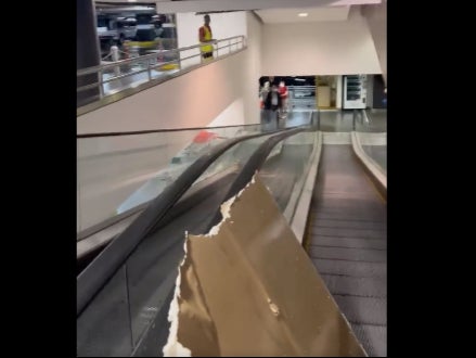 Pieces of ceiling fell in front of shoppers at a Westfield Centre in Sydney