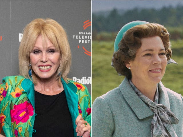 <p>Joanna Lumley and Olivia Colman as The Queen in The Crown</p>