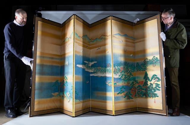 The rediscovered Japanese folding screens (Royal Collection/HM Queen Elizabeth II 2022/PA)