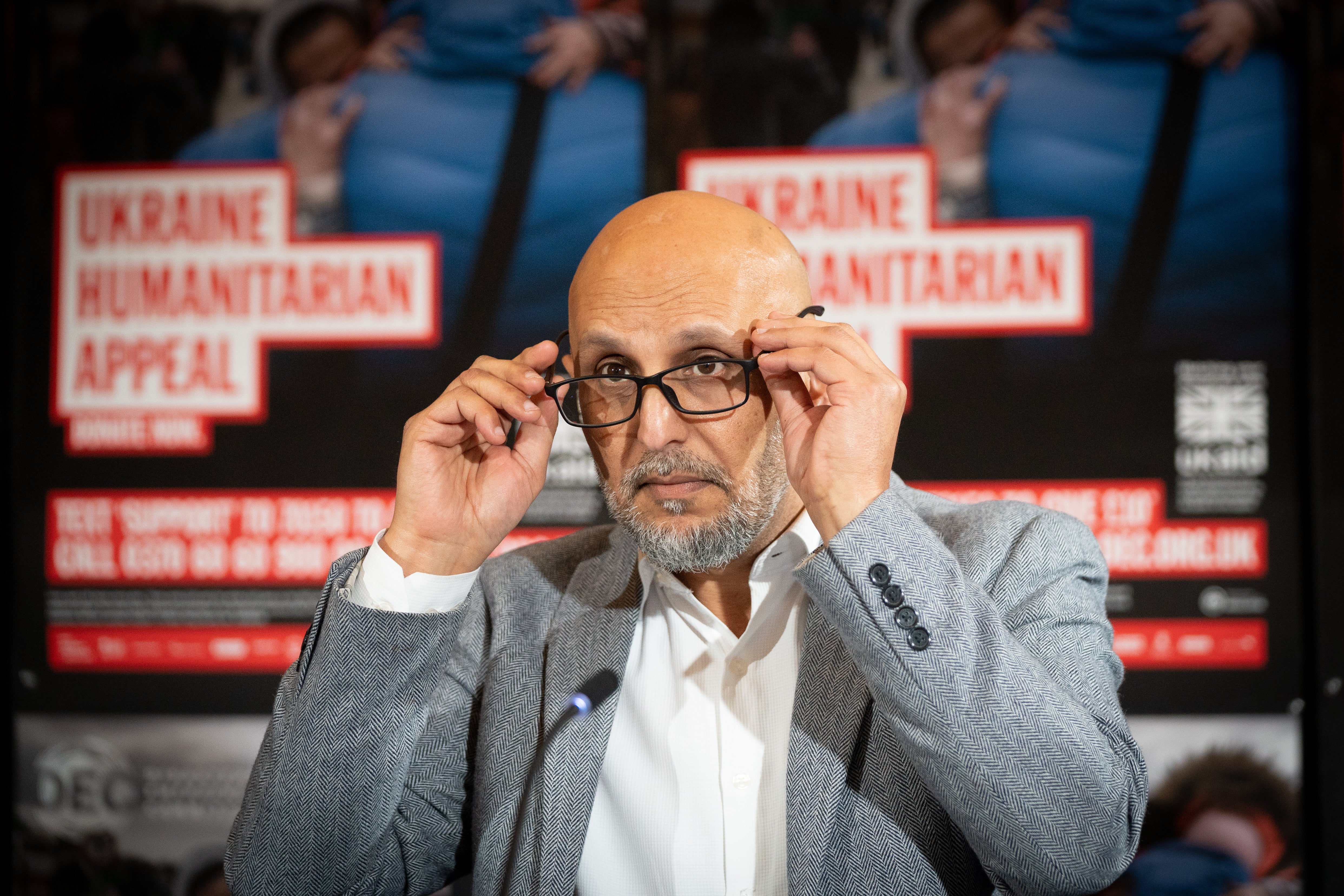 Saleh Saeed, DEC chief executive, speaking at a press conference to launch the drive last week (Stefan Rousseau/PA)