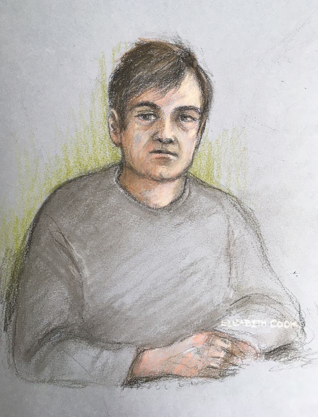 Court artist sketch of William Warrington who is accused of murdering his parents (Elizabeth Cook/PA)