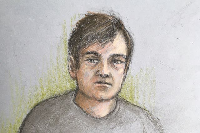 Court artist sketch of William Warrington who is accused of murdering his parents (Elizabeth Cook/PA)