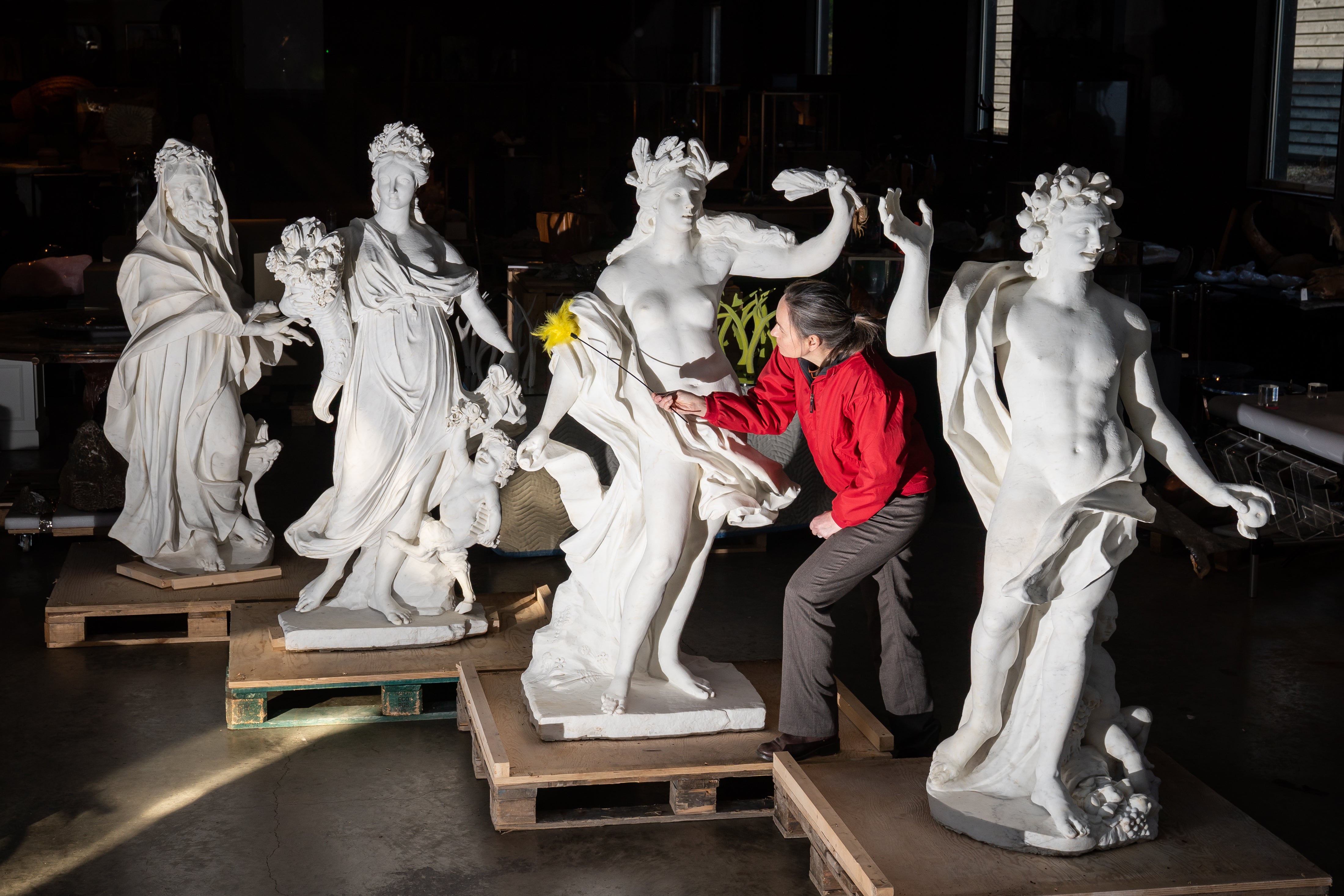The rare marble figures are dusted ahead of the sale (Aaron Chown/PA)