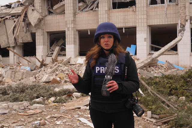 <p>Our international correspondent Bel Trew reporting from the shelled Ukrainian city of Zhytomyr </p>