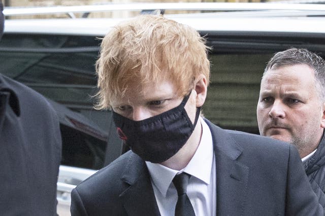 Ed Sheeran outside the Rolls Building, High Court in central London, where he is bringing a legal action over his 2017 hit song ‘Shape of You’ after song writers Sami Chokri and Ross O’Donoghue claimed the song infringes parts of one of their songs (Joshua Bratt/PA)
