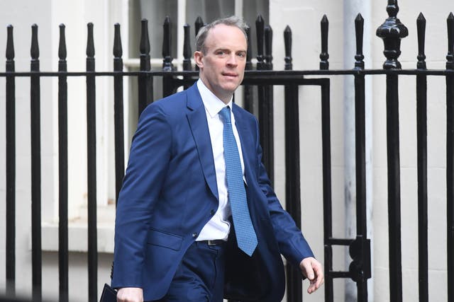 <p>Dominic Raab arrives for a cabinet meeting in Downing Street on Tuesday </p>