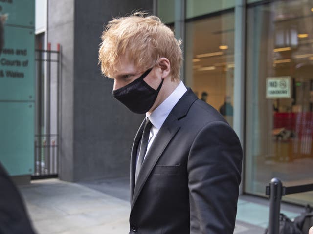 Ed Sheeran leaves the Rolls Building, High Court in central London (Joshua Bratt/PA)