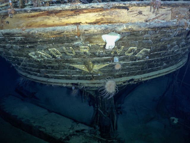 <p>The stern of the wreck of Endurance, which has not been seen since it sank in 1915</p>