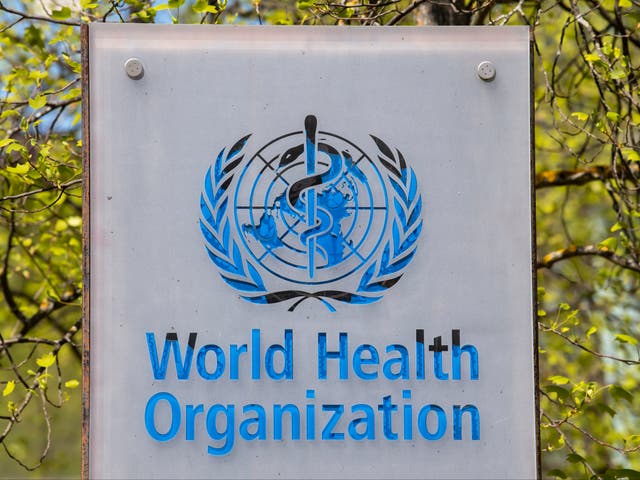 <p>The logo and building of the World Health Organization (WHO) headquarters in Geneva, Switzerland</p>