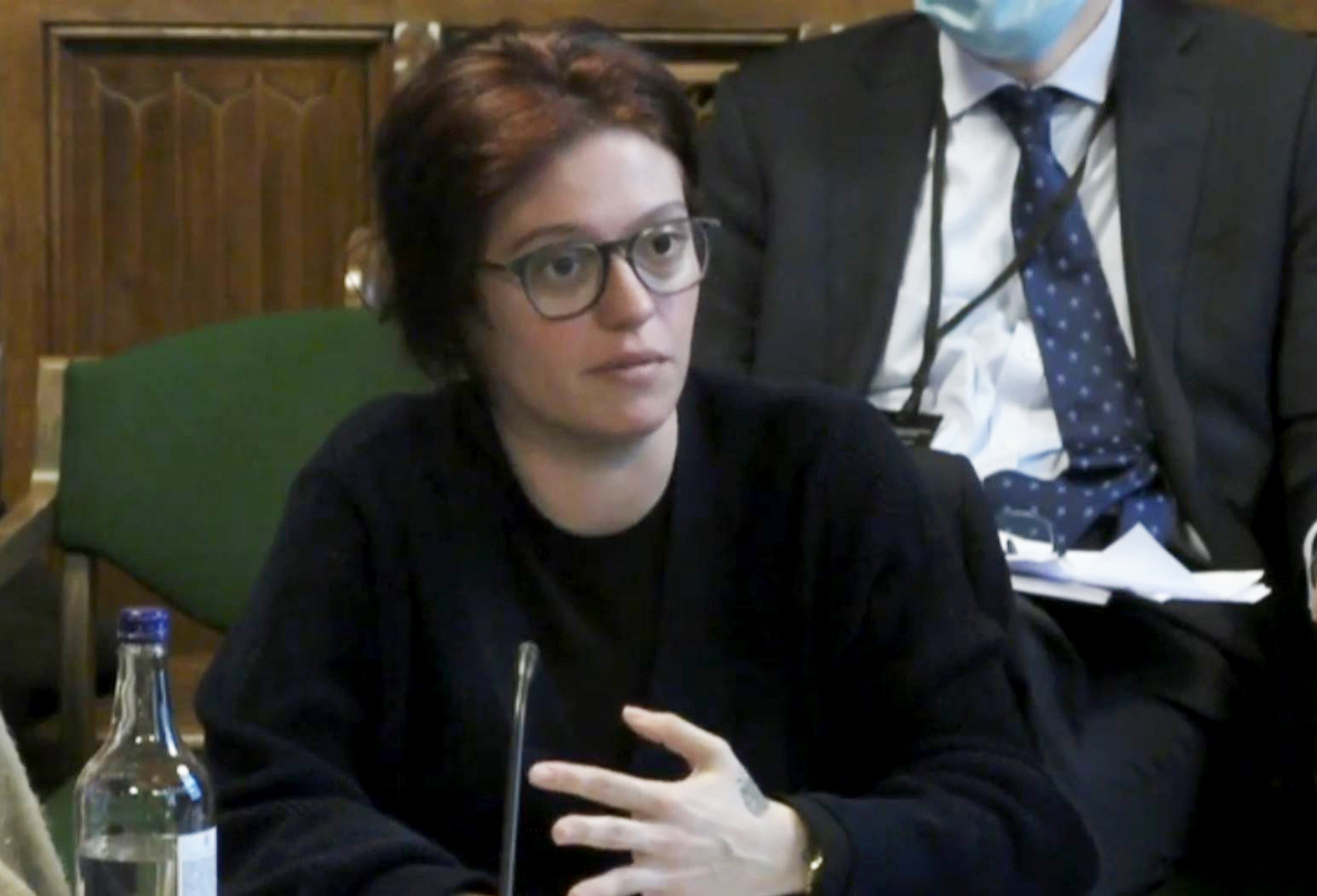 Jack Monroe giving evidence to the Work and Pensions Committee (Parliament TV/PA)