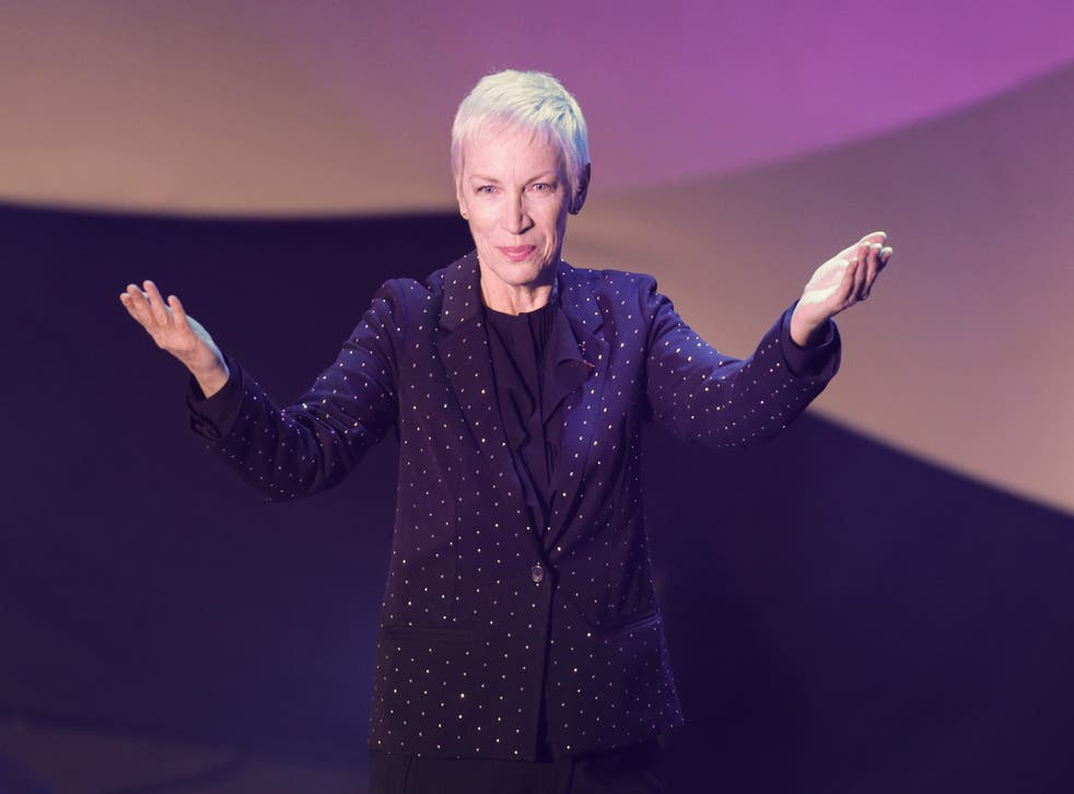 <p>Annie Lennox on stage during the German Sustainability Awards in 2017 </p><p></p>