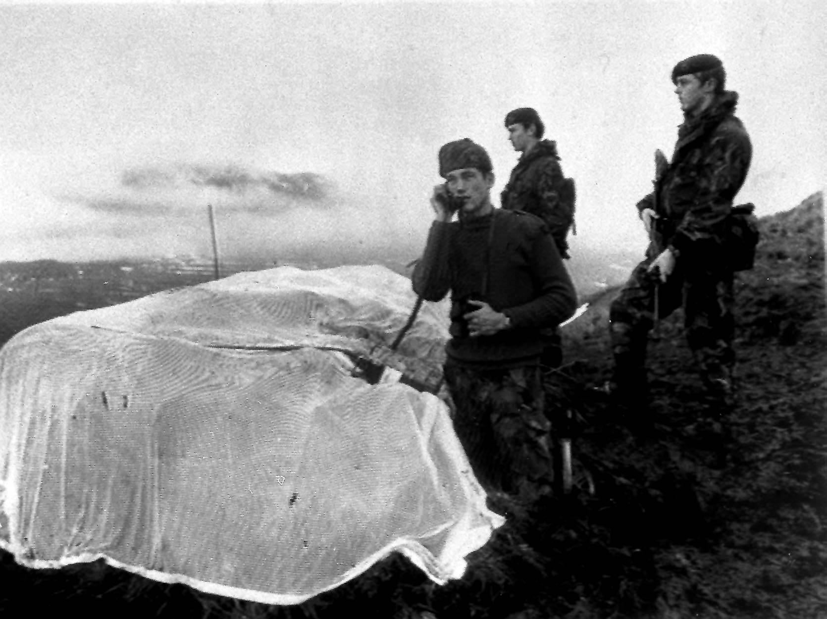 Royal marines man an observation post on South Georgia, dug in against the Antarctic winter, in 1982