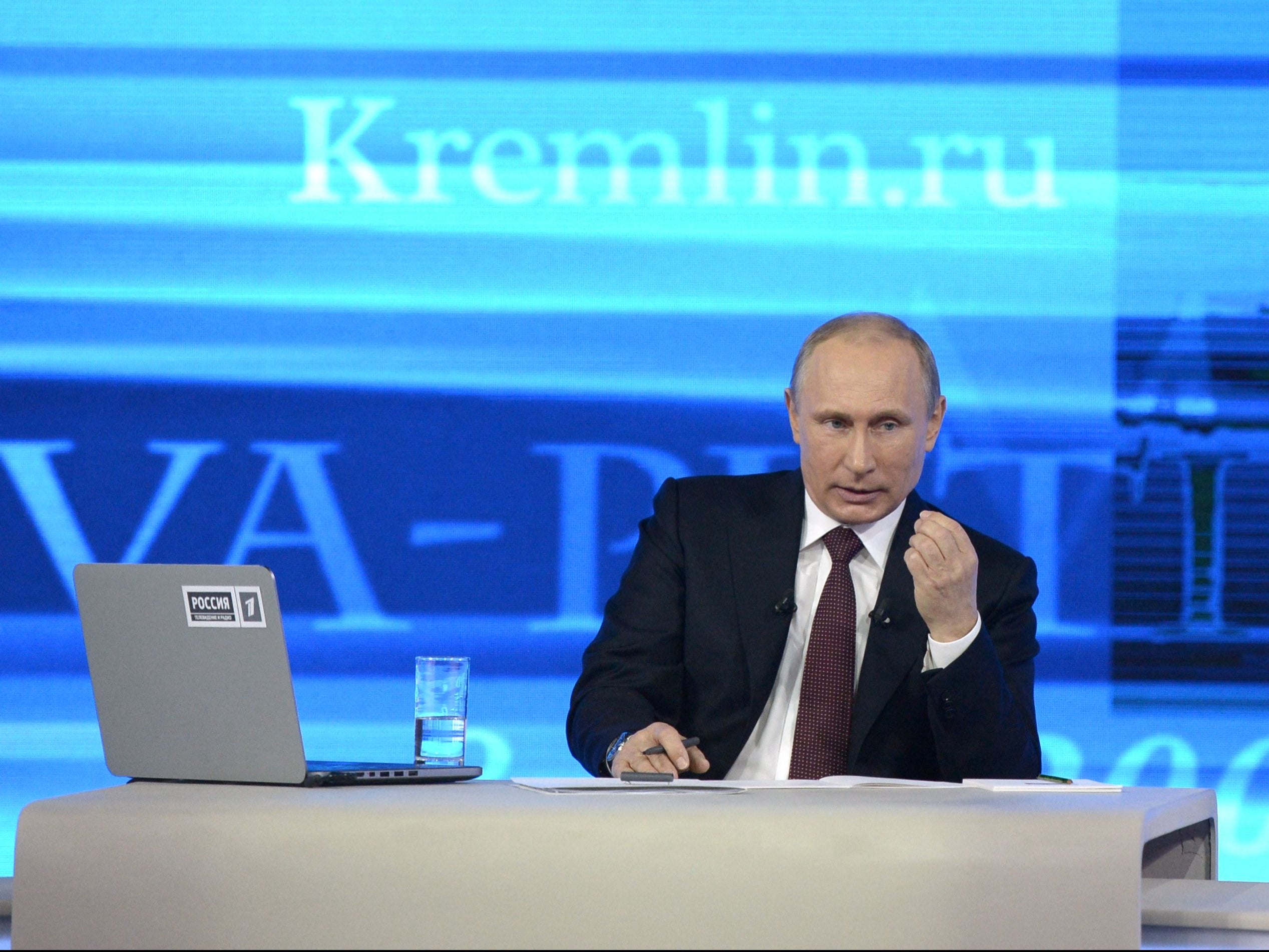 Putin gives his annual televised question-and-answer session with the Russian people, 17 April 2014