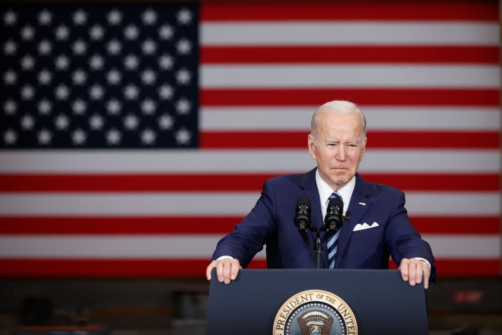US President Joe Biden on 4 February, 2022 in Upper Marlboro, Maryland