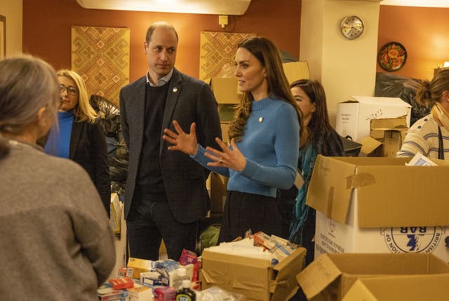 The Duke and Duchess of Cambridge during a visit to the Ukrainian Cultural Centre, London (Ian Vogler/Daily Mirror/PA)
