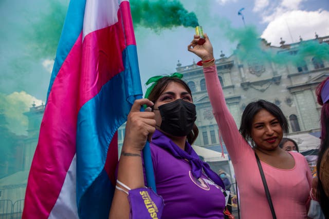 <p>Women at a protest on International Women’s Day in Guatemala City in 2022 </p>
