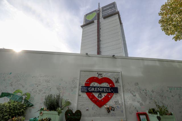 The Grenfell Tower in west London on the day the first report from the public inquiry into the fire which claimed 72 lives is published (Steve Parsons/PA)