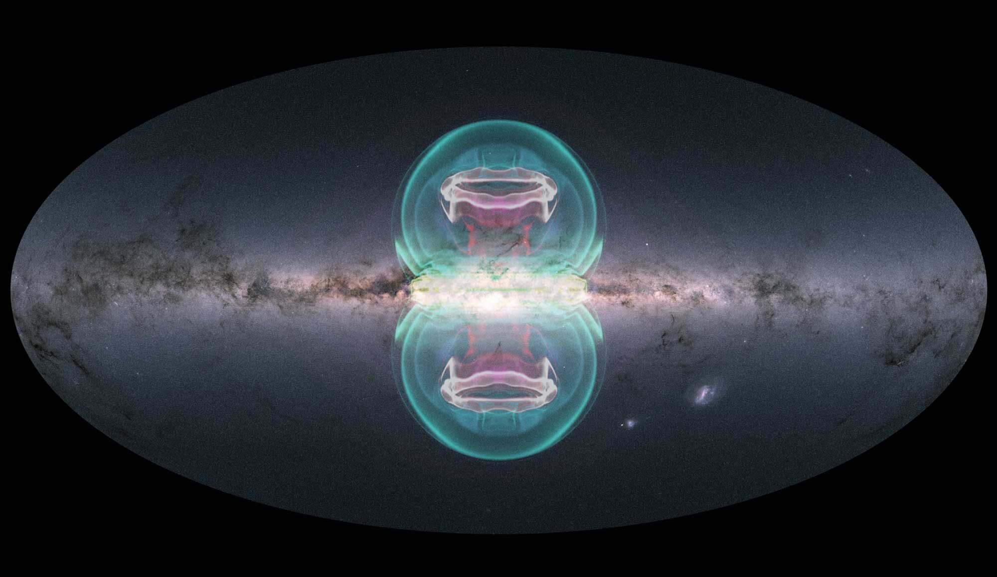 The NASA visualization team created a superposition of an image of the Milky Way