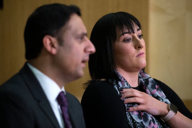 Anas Sarwar pushed for MSPs to back plans for Milly’s Law to give bereaved relatives, such as the mum of Milly Main, Kimberly Darroch (right), more rights (Jane Barlow/PA)