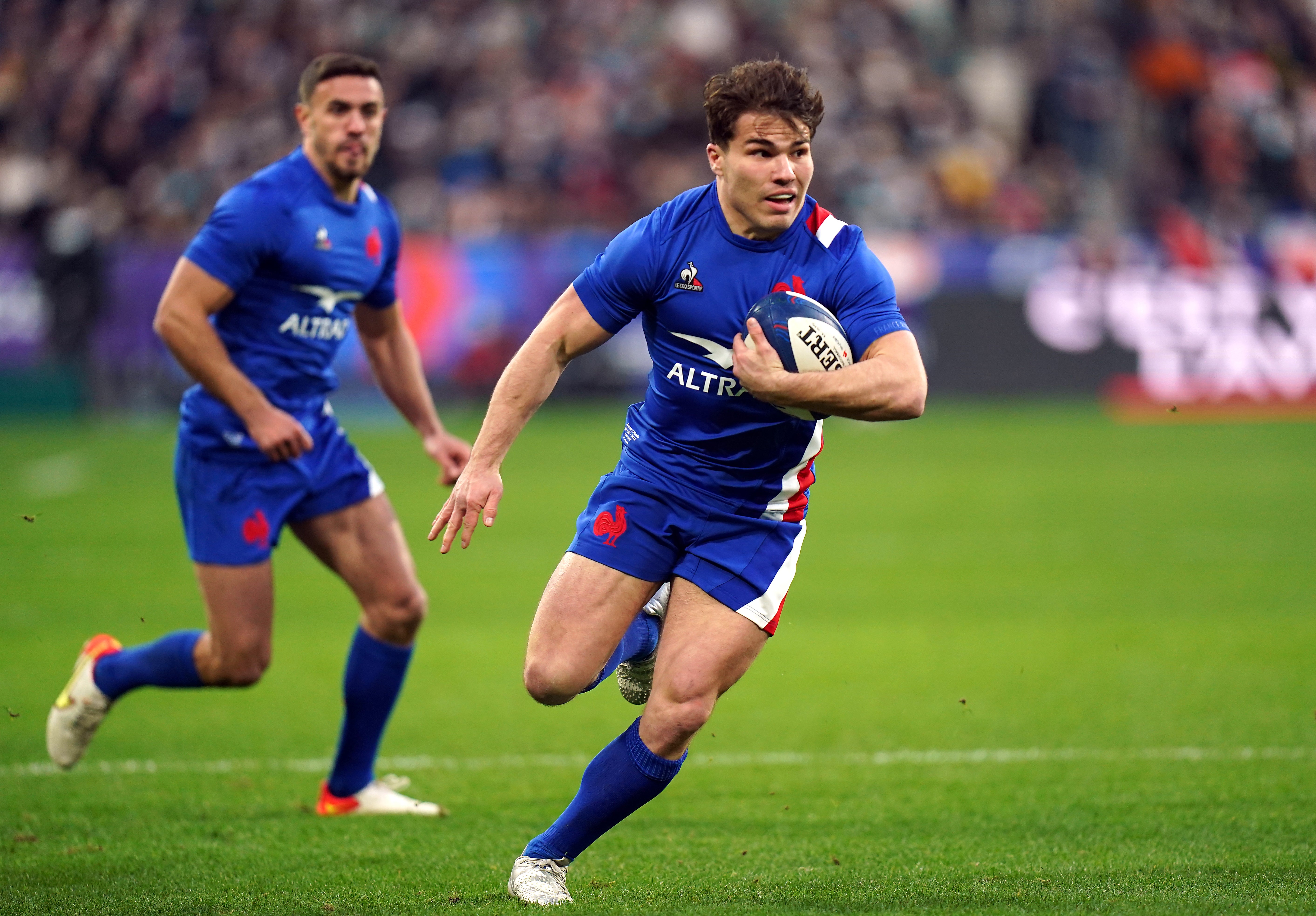 World player of the year Antoine Dupont in action for France (PA)