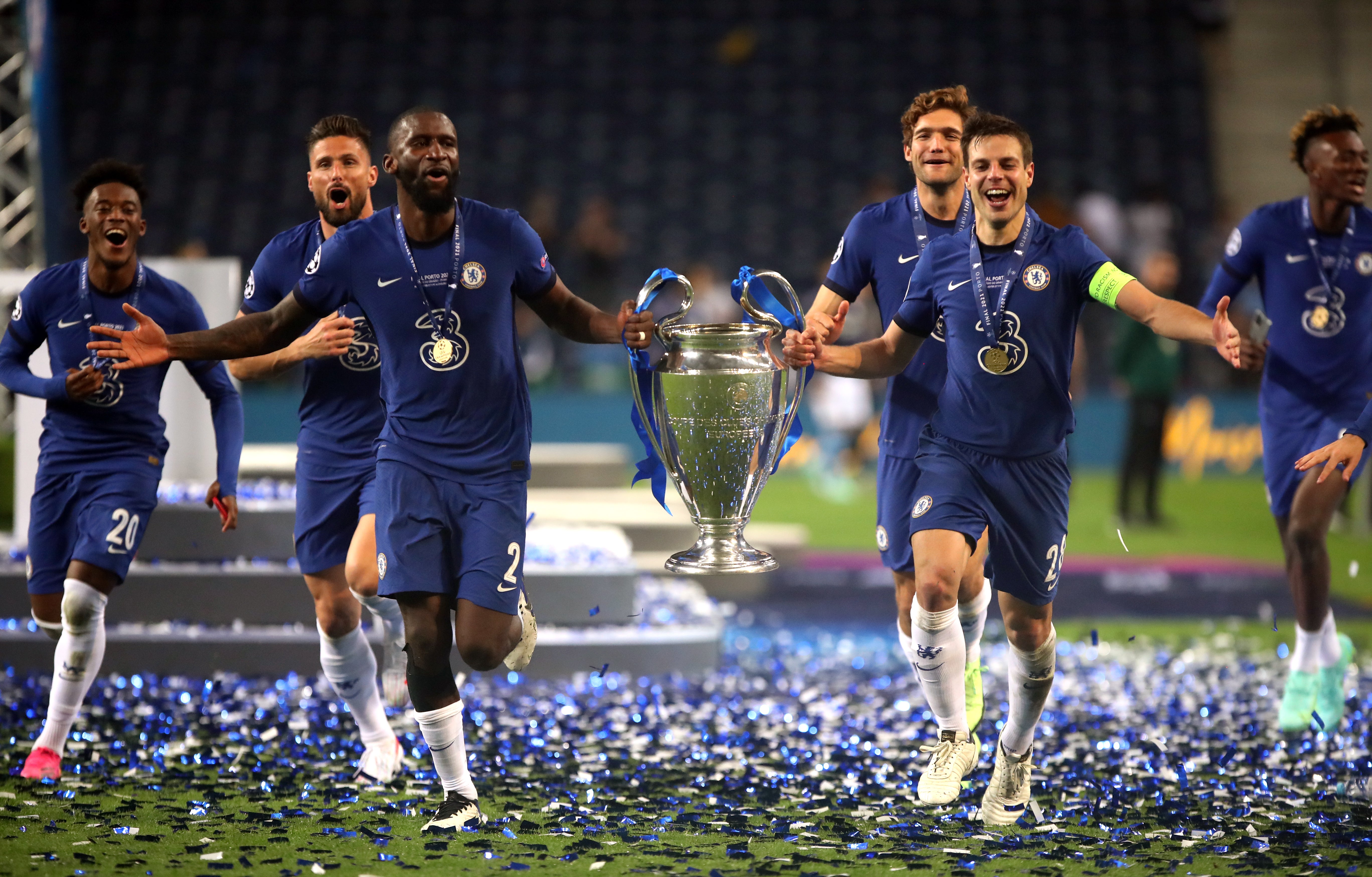 Cesar Azpilicueta, right, with Antonio Rudiger, left, could both leave Chelsea for free (Nick Potts/PA)