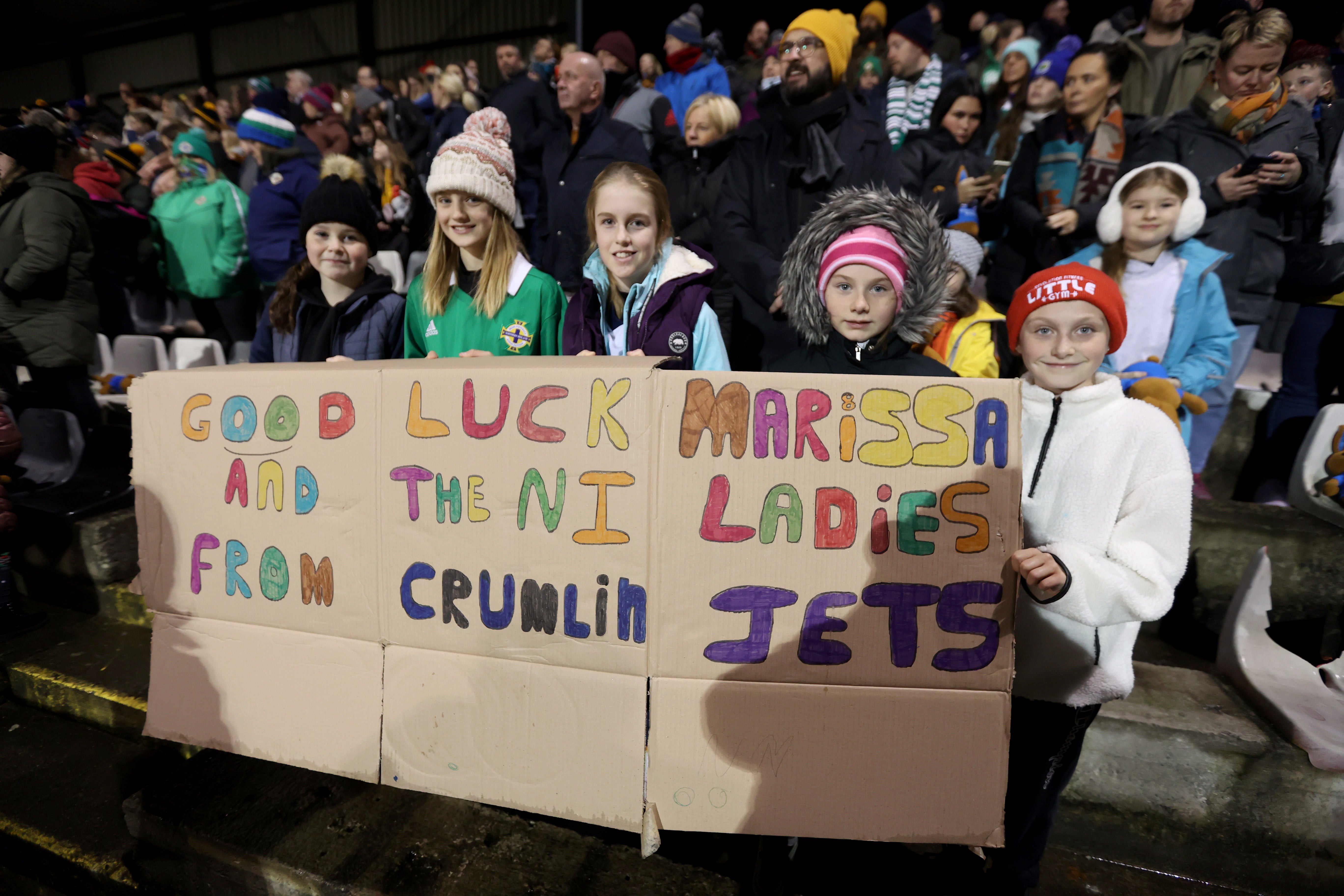 Northern Ireland fans during the FIFA Women’s World Cup 2023 qualifying match at Seaview, Belfast. Officials today spoke of the major strides made in promoting women’s sport in Northern Ireland (Liam McBurney/PA)