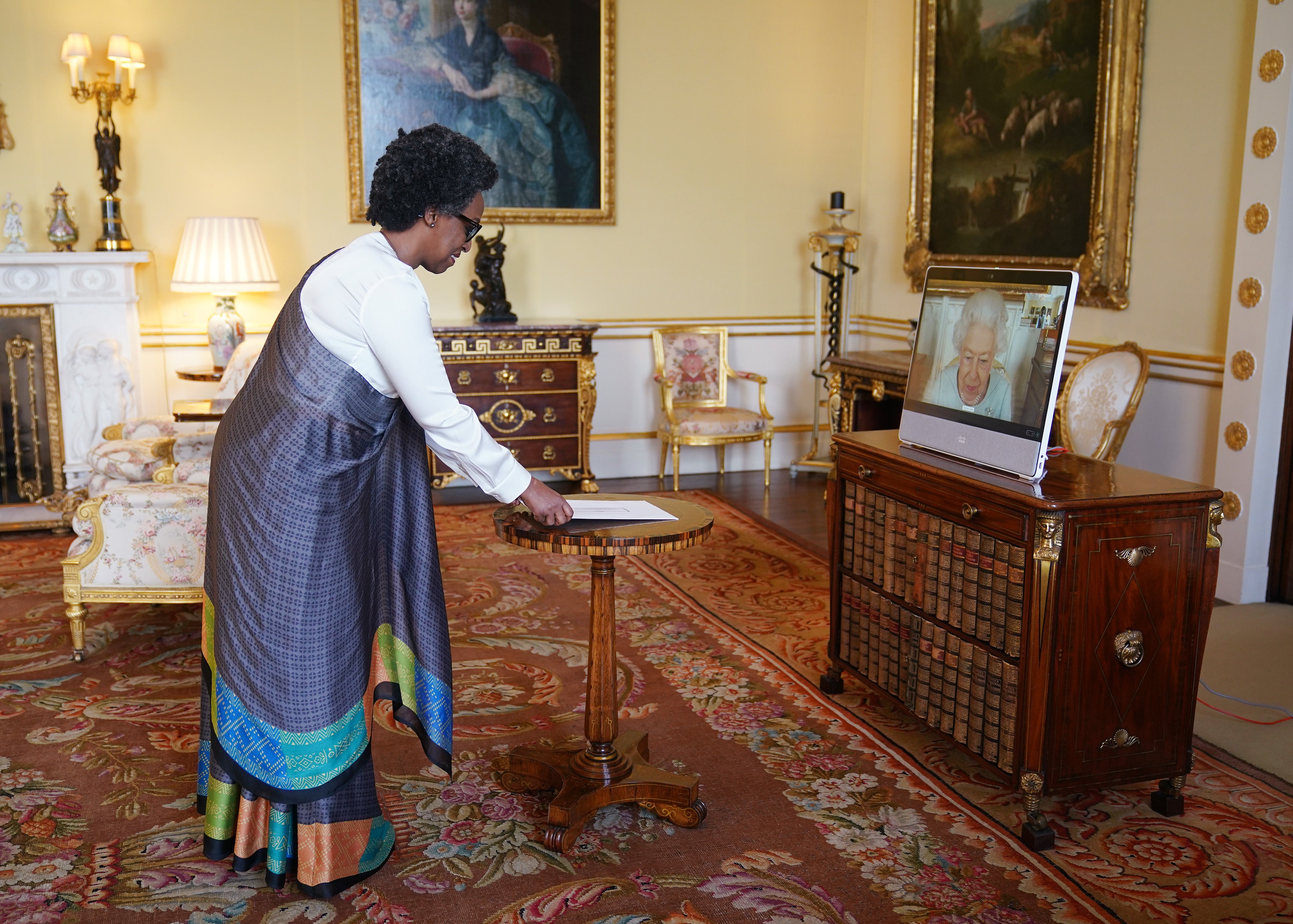 The Queen receives Elisa Nkerabirori, Ambassador from the Republic of Burundi (Yui Mok/PA)