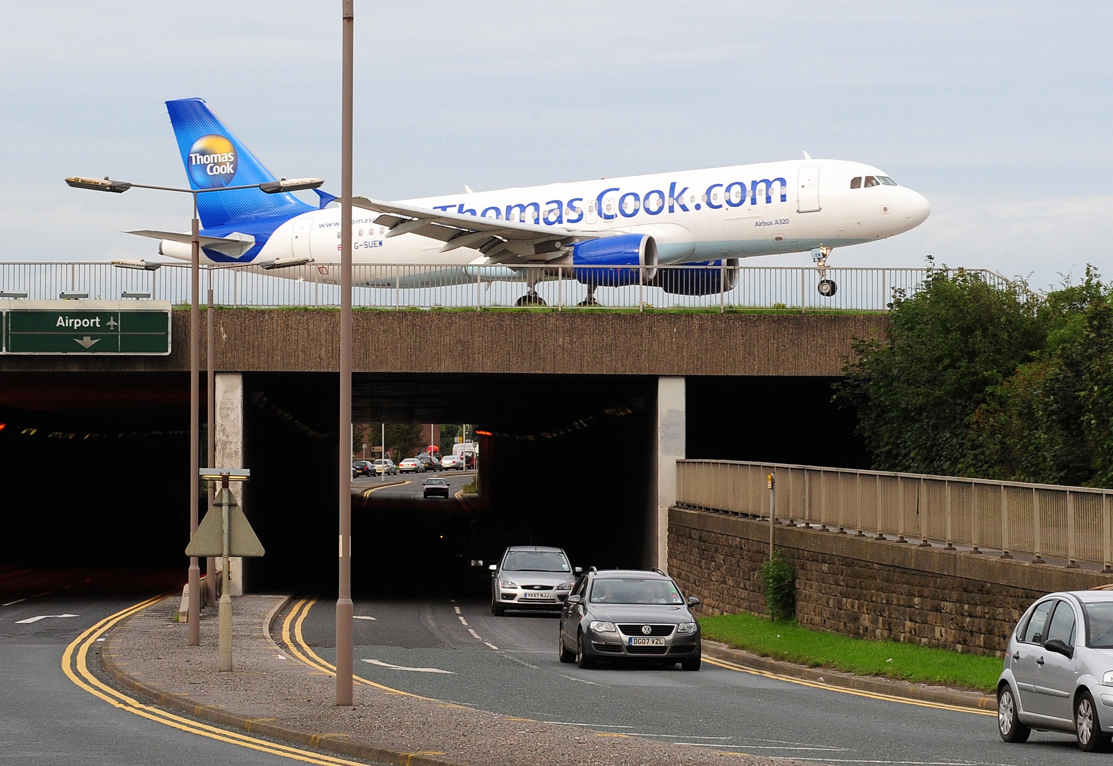 A general view of an aeroplane landing at Leeds Bradford Airport, West Yorkshire (Anna Gowthorpe/PA)