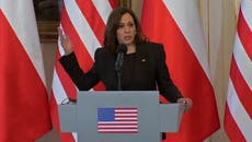 Kamala Harris calls for international war crimes probe of Russia’s attacks in Ukraine