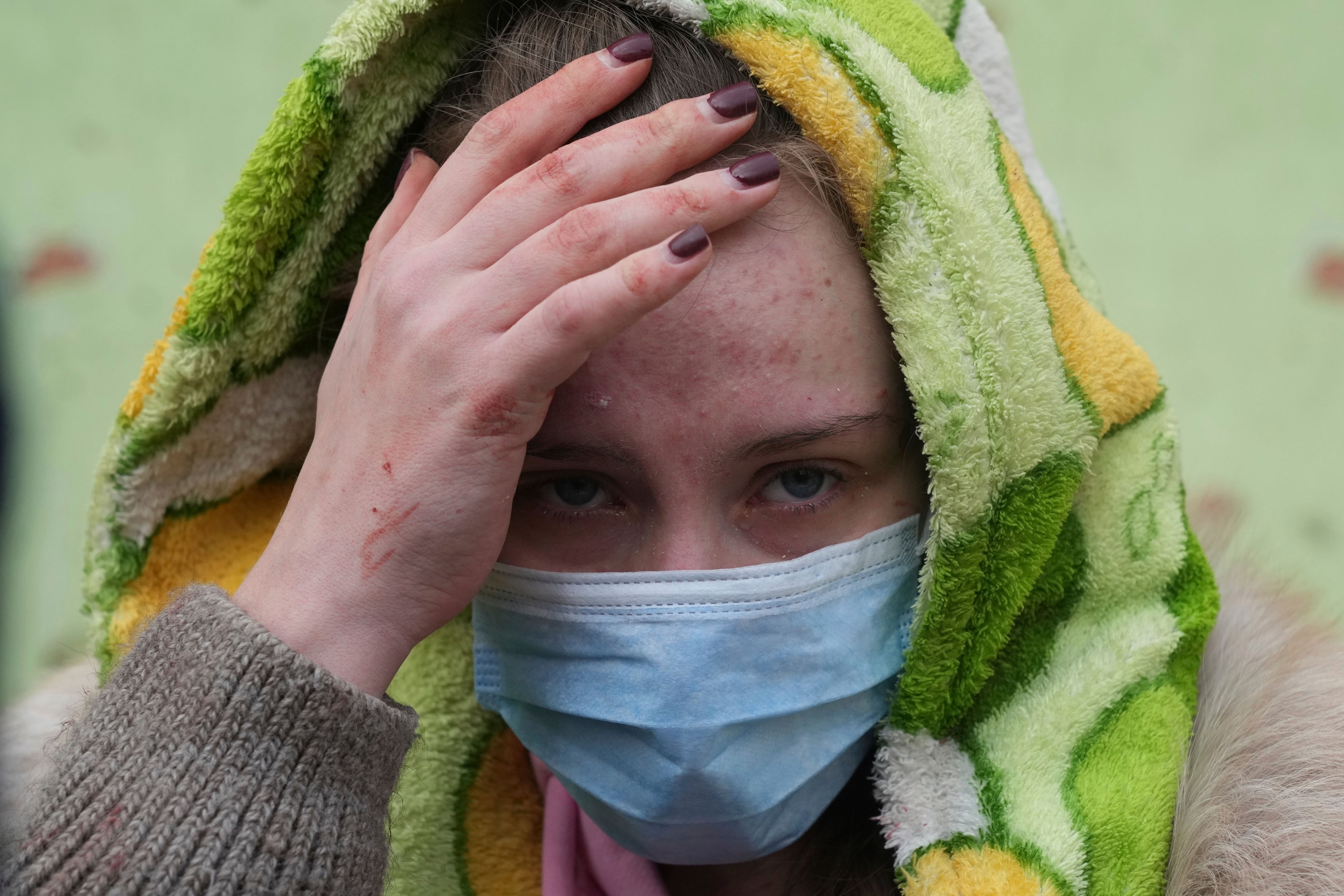 A woman pictured after the attack on the hospital.