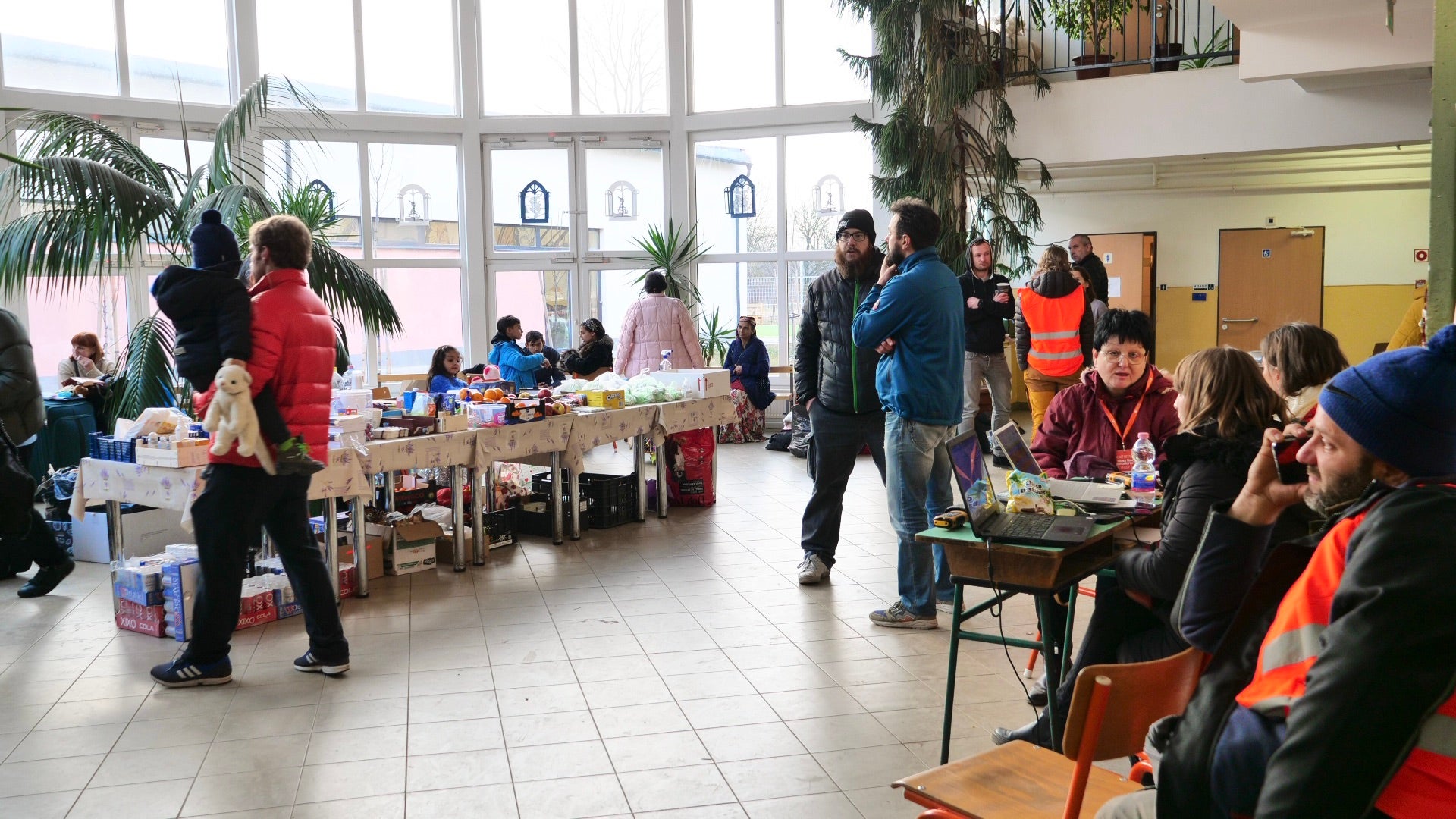 The response centre at the village hall in Tiszabecs earlier this month