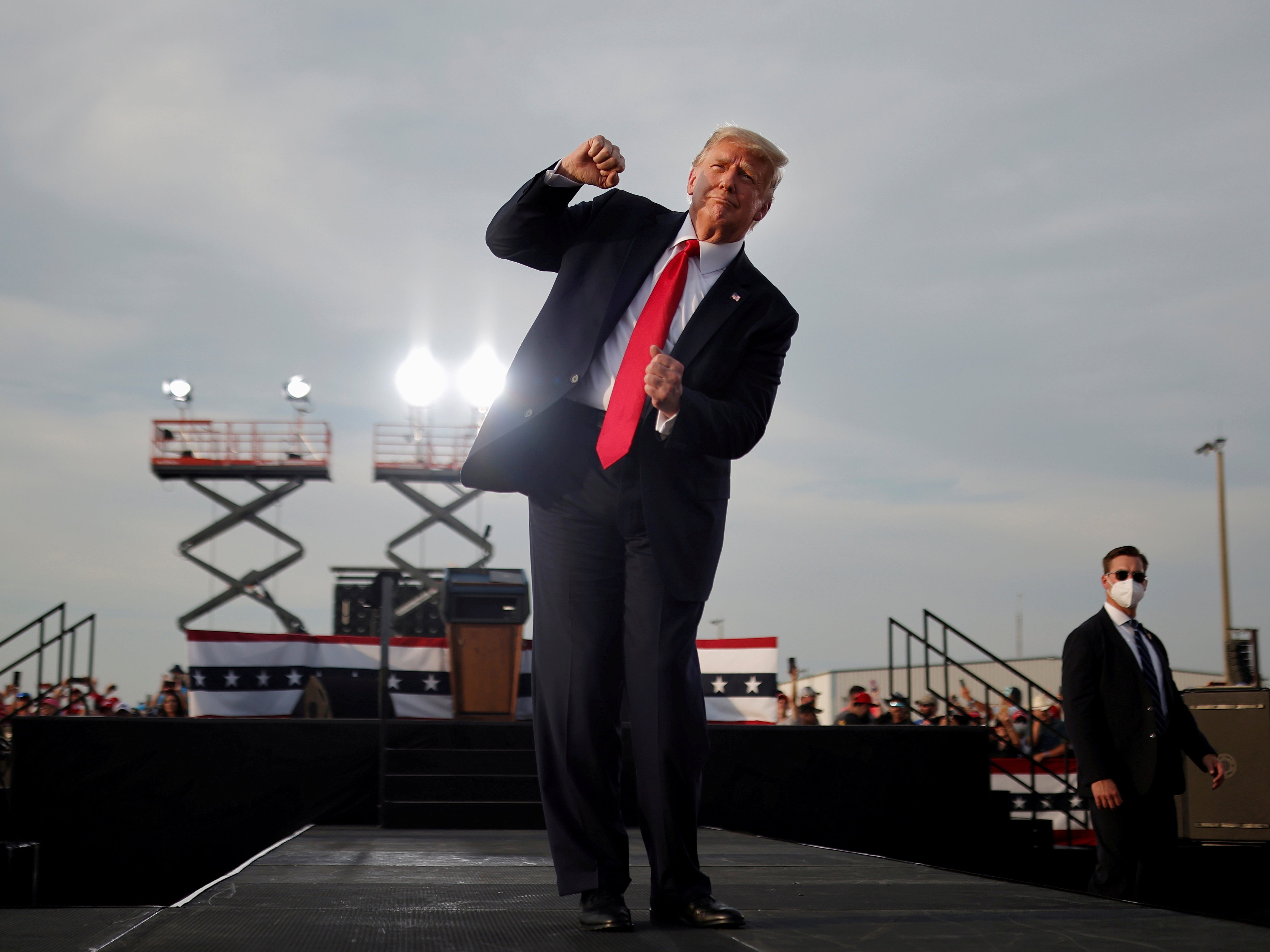 Former US president Donald Trump danced during a rally in Ocala, Florida, on 16 October 2020