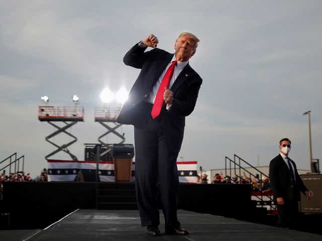 <p>Donald Trump dances in Ocala, Florida in October of 2020.</p>