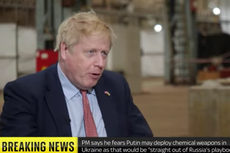 Boris Johnson says he fears Putin may resort to chemical weapons in Ukraine
